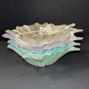 Set of Akcam Iridescent Ruffled Nesting Bowls - Pastel Pearl Tones
